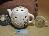 CAT TEAPOT SIMMER POT AND CANDLE HOLDERS