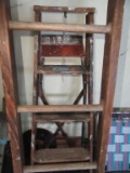 APPROXIMATELY 9 FOOT TALL WOODEN LADDER AND 5 FOOT WOODEN STEP LADDER