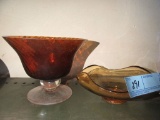AMBER GLASS CANDY DISHES
