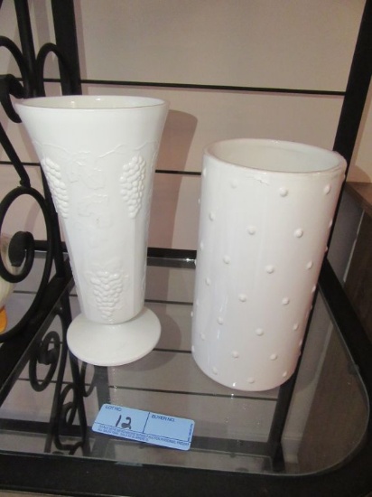 MILK GLASS VASE AND OTHER VASE