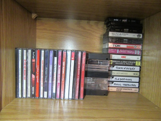 ASSORTED CDS AND CASSETTE TAPES