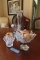 GLASS VASE AND GLASS CANDY DISH, ETC