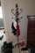 METAL WROUGHT IRON STYLE HALL TREE WITH SCARVES