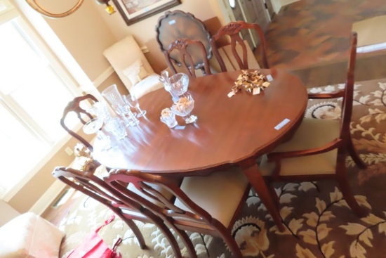 CHERRY DINING ROOM TABLE WITH 6 CHAIRS MADE BY ETHAN ALLEN