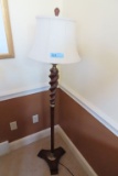 WOOD AND BRASS FLOOR LAMP