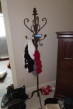 METAL WROUGHT IRON STYLE HALL TREE WITH SCARVES