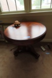 FRUITWOOD SPINDLE PEDESTAL OCCASIONAL TABLE