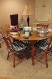 MAPLE FORMICA TOP TABLE WITH 4 CHAIRS IN BASEMENT