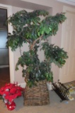 ARTIFICIAL TREE IN LARGE WOVEN BASKET