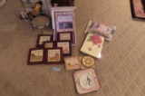 TILE PLAQUES, LAURA ASHLEY PICTURE FRAMES, AND ETC.