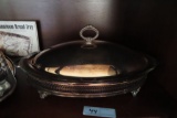 SILVERPLATE FOOTED SERVING DISH WITH GLASS INSERT