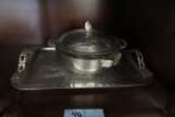 HAMMERED ALUMINUM TRAY WITH SERVING DISH