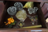 GLASS COASTERS. CANDLESTICKS AND ETC