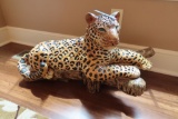 APPROXIMATELY 2-1/2 FOOT LONG CERAMIC LEOPARD STATUE
