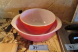 RED PYREX MIXING BOWL AND OTHER PYREX BOWL