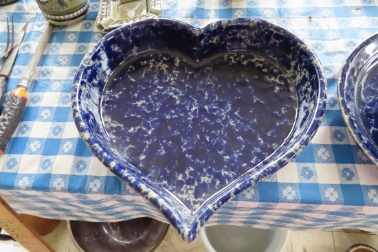 BENNINGTON POTTERS, VERMONT, 1880, POTTERY HEART SHAPED DISH