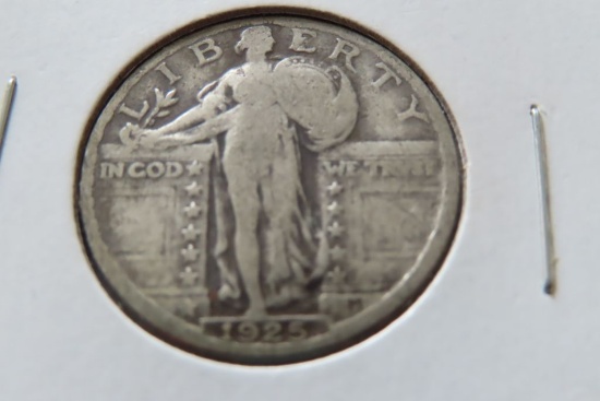 (2) 1925 STANDING LIBERTY QUARTER DOLLARS (ONE YOU CAN'T MAKE OUT DATE)