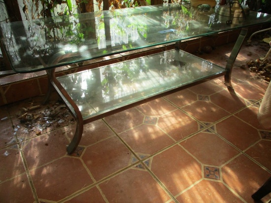 CHROME AND GLASS COFFEE TABLE