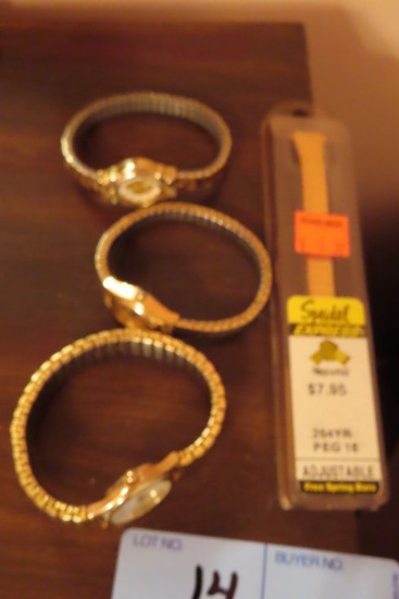 WATCH BAND AND 3 LADIES QUARTZ WATCHES