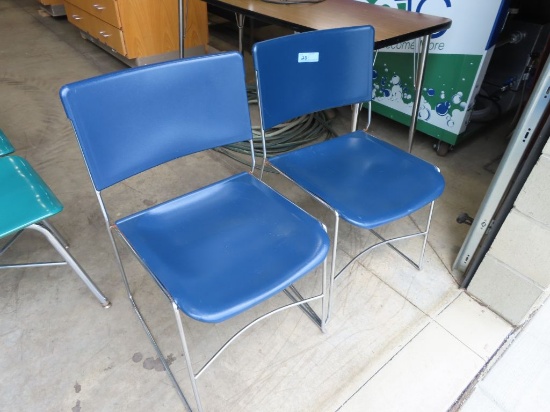 2 BLUE PLASTIC CHAIRS