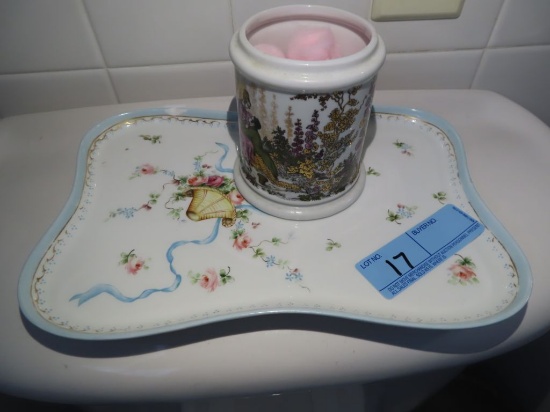 WESTERN GERMANY CONTAINER AND LIMOGE PORCELAIN TRAY