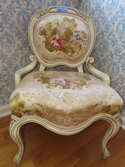 FRENCH PROVINCIAL STYLE CHAIR. ON SECOND FLOOR.