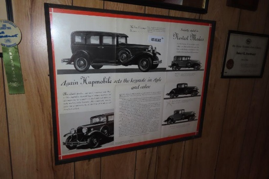 Hupmobile antique advertising framed booklet or poster