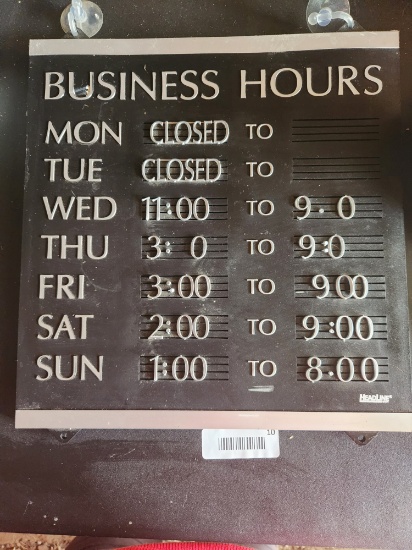 menu sign with letters.