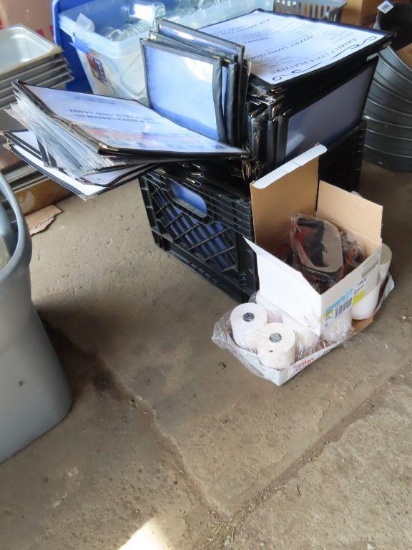 43 large menu holders and 55 small menu holders with paper rolls and ink cartridges. see pictures