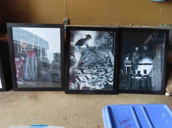 lot of three western style cooking prints. approximately 26 in by 21 in.