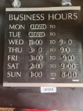 menu sign with letters.