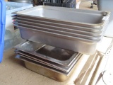 lot of four stainless steel steam table water pans and five four inch deep full stainless steel