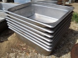 lot of seven 4-in deep stainless steel half pans