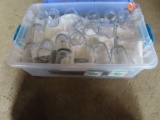 lot of clear commercial style glasses. includes tote with lid