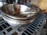 lot of 13 commercial style 12-in mixing bowls with lot of 10 perforated commercial stainless steel
