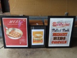 bacon print. cornbread print and hickory smoked barbecue print. the small one is approximately 13 in