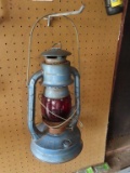 antique Dietz number 8 air pilot lantern with Dietz...Little Wizard red shade. New York USA