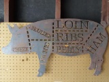 cuts of pork pig metal wall hanging.