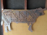 cuts of beef cow metal wall hanging.