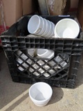 variety of soup bowls and Etc with black crate. made by core dinnerware
