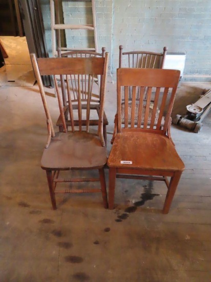 lot of four wooden chairs. some need repaired.