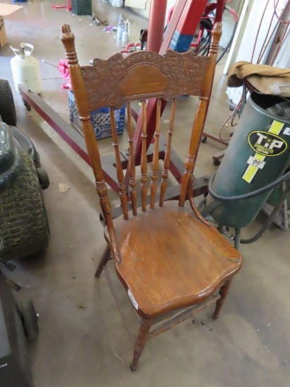 Oak pressed back dining room chair