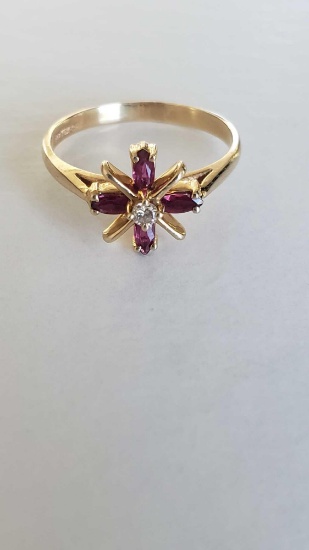 14k ruby and diamond ring