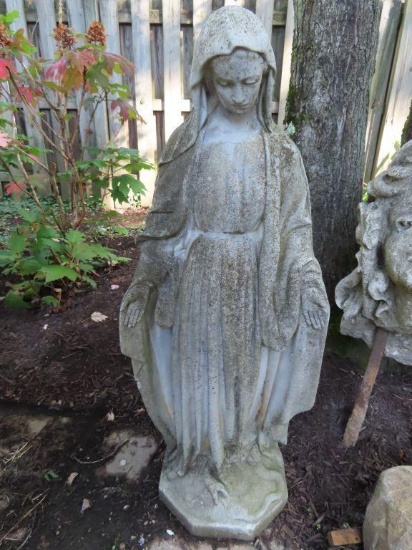 concrete religious statue approximately 40 in tall