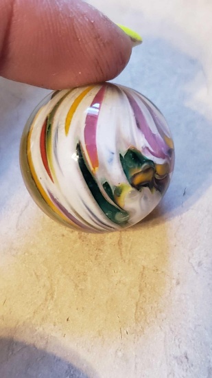 handmade white and multicolor swirl marble approximately 1 in