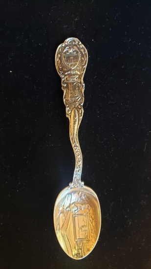 souvenir spoon Oregon the starting of a mine marked Sterling Eld