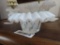 clear and frosted glass Fenton scalloped edged decorative dish