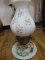 milk glass floral painted electrified oil lamp