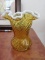 amber glass white frosted fluted edge vase