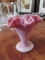 Fenton pink frosted hobnail fluted edge vase